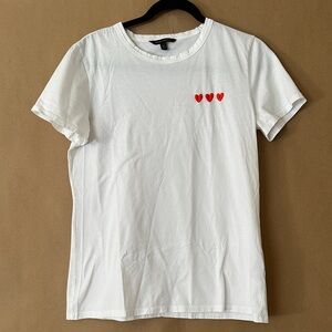 Banana Republic White Tee with Red Heart Details